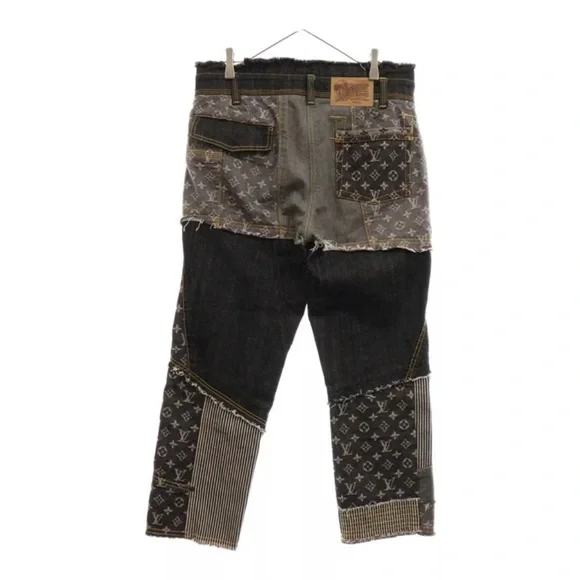Authentic Louis Vuitton denim patch work pants